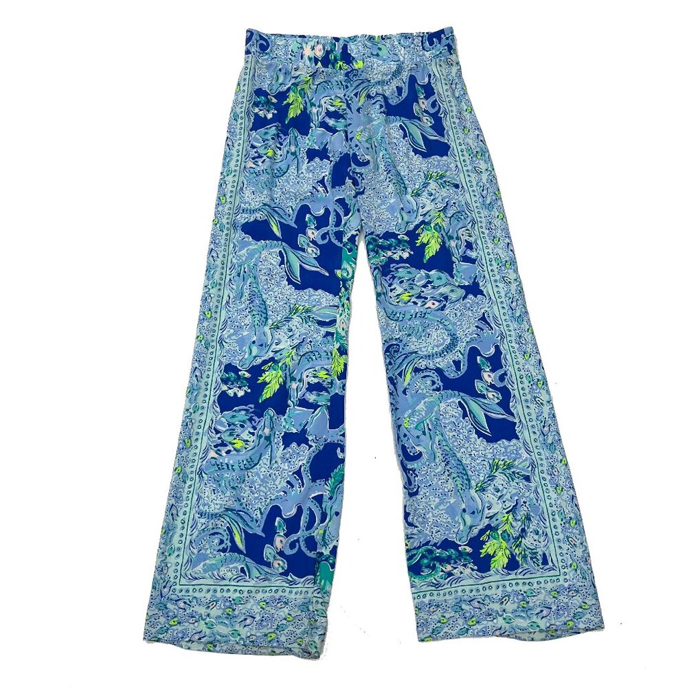 Lilly Pulitzer Bal Harbour Palazzo Wide Leg Pants Blue Womens S